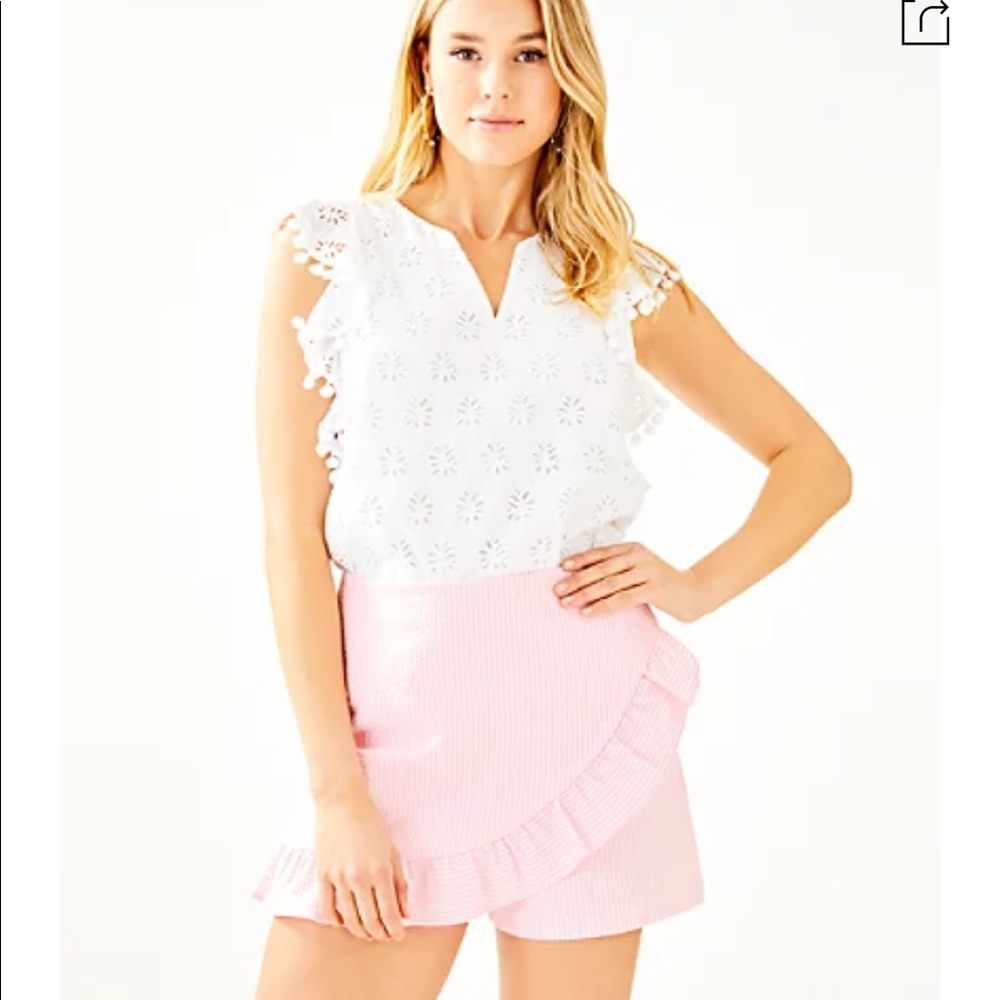 LILLY PULITZER Skort Capri Coral Seersucker